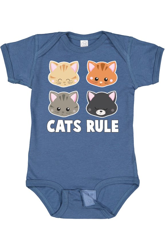 Cats Rule with Cat Heads Boys or Girls Baby Bodysuit