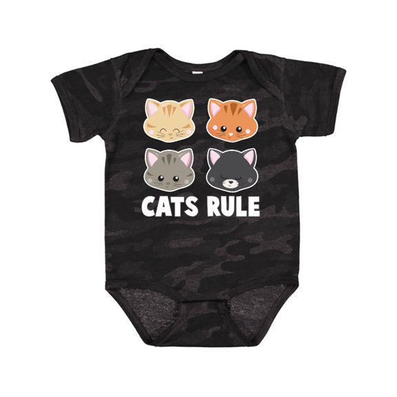 Inktastic Cats Rule with Cat Heads Boys or Girls Baby Bodysuit
