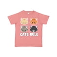 thumbnail image 1 of Inktastic Cats Rule with Cat Heads Boys or Girls Toddler T-Shirt, 1 of 5