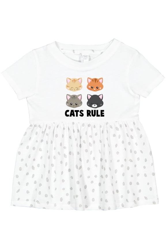 Cats Rule with Cat Heads Girls Baby Dress