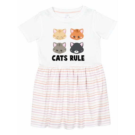 Inktastic Cats Rule with Cat Heads Girls Toddler Dress
