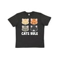thumbnail image 1 of Inktastic Cats Rule with Cat Heads Youth T-Shirt, 1 of 5