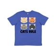 thumbnail image 1 of Inktastic Cats Rule with Cat Heads Youth T-Shirt, 1 of 5