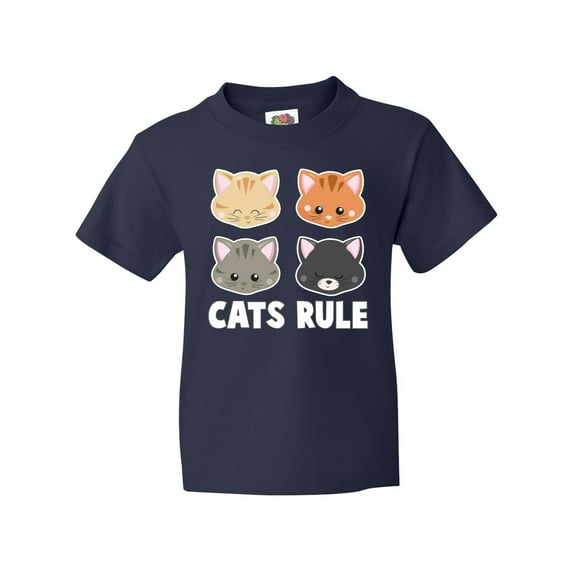 Inktastic Cats Rule with Cat Heads Youth T-Shirt