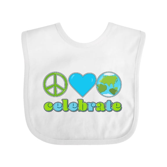 Inktastic Celebrate Earth Day Peace Love Earth Boys or Girls Baby Bib