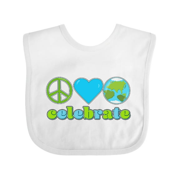 Inktastic Celebrate Earth Day Peace Love Earth Boys or Girls Baby Bib