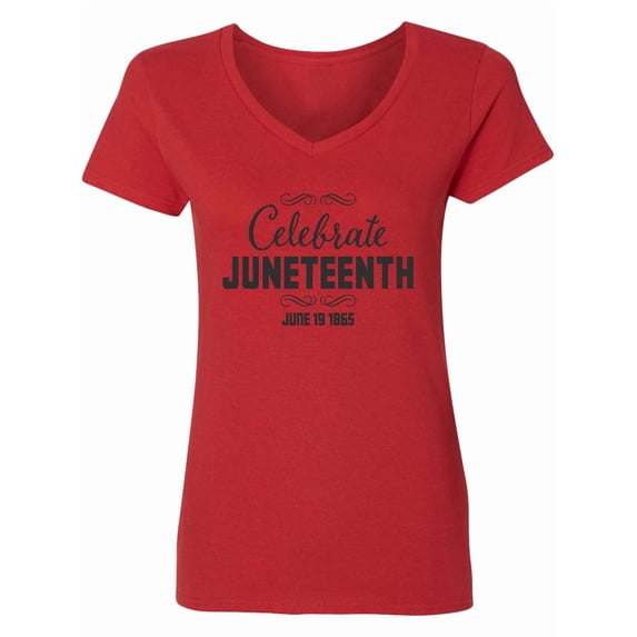 Inktastic Celebrate Juneteenth Women's V-Neck T-Shirt