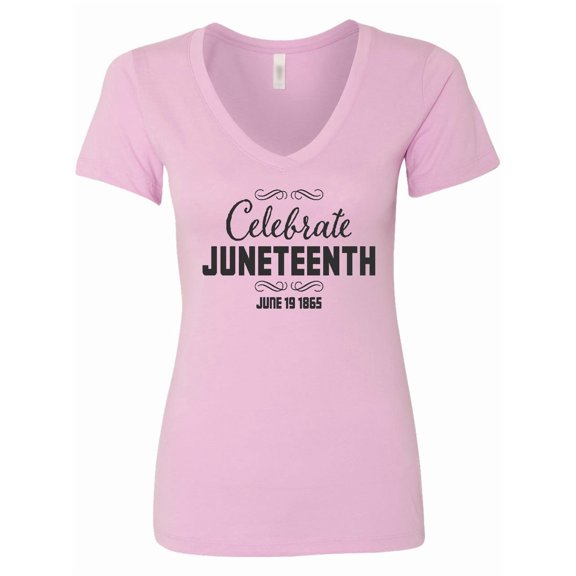Inktastic Celebrate Juneteenth Women's V-Neck T-Shirt