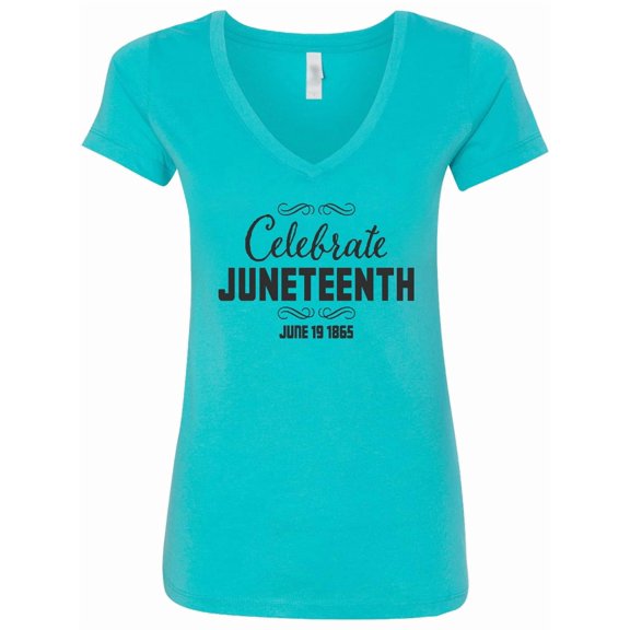 Inktastic Celebrate Juneteenth Women's V-Neck T-Shirt