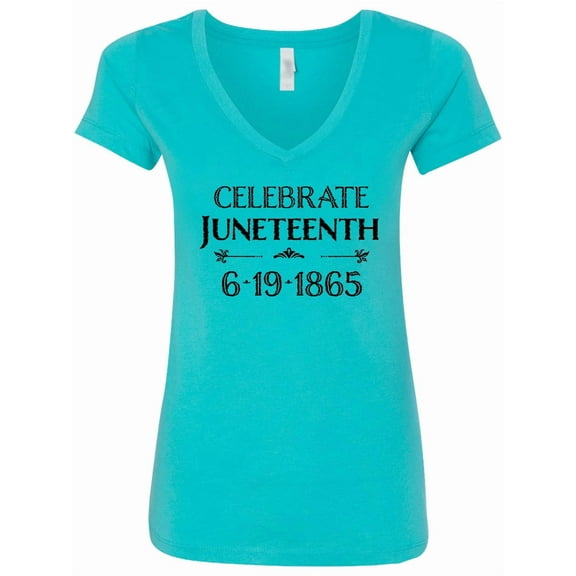 Inktastic Celebrate Juneteenth Women's V-Neck T-Shirt