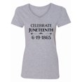 thumbnail image 1 of Inktastic Celebrate Juneteenth Women's V-Neck T-Shirt, 1 of 5