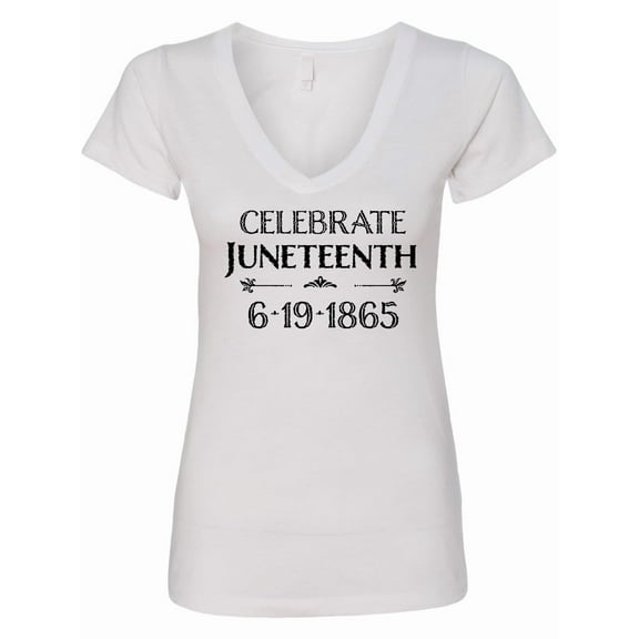 Inktastic Celebrate Juneteenth Women's V-Neck T-Shirt