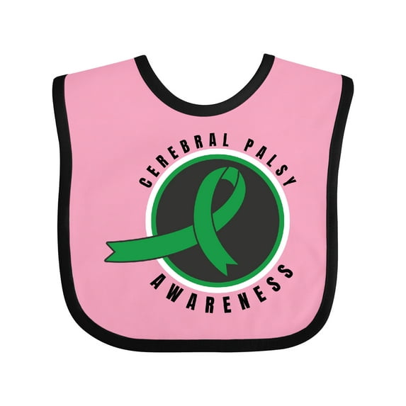 Inktastic Cerebral Palsy Awareness Green Ribbon Badge Boys or Girls Baby Bib