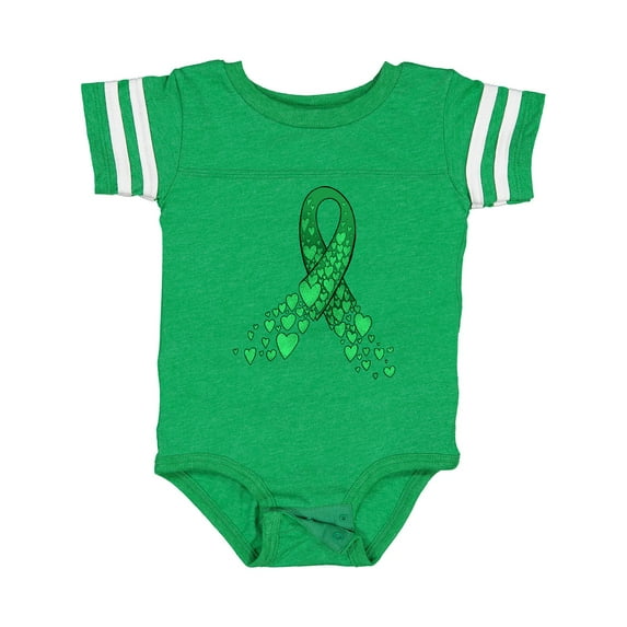 Inktastic Cerebral Palsy Awareness- Green Ribbon Made of Hearts Boys or Girls Baby Bodysuit