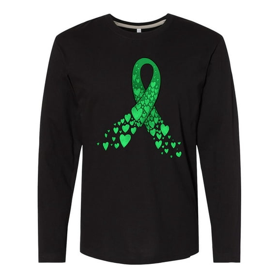 Inktastic Cerebral Palsy Awareness- Green Ribbon Made of Hearts Long Sleeve T-Shirt