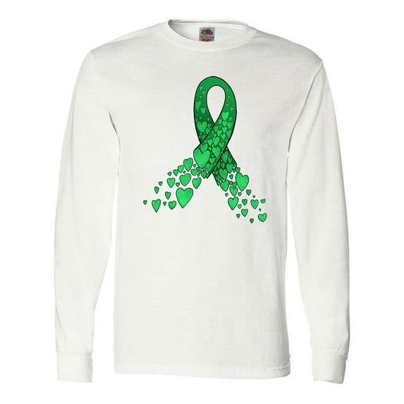 Inktastic Cerebral Palsy Awareness- Green Ribbon Made of Hearts Long Sleeve T-Shirt