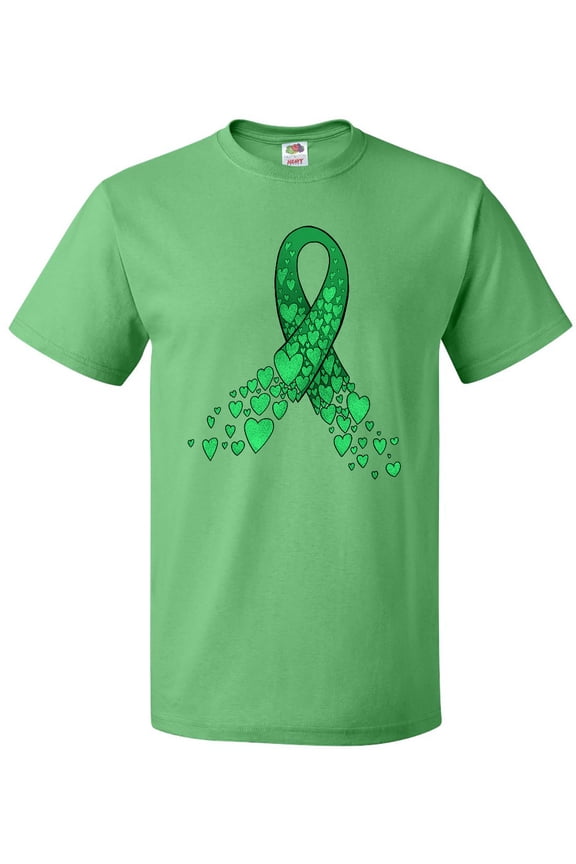 Cerebral Palsy Awareness- Green Ribbon Made of Hearts T-Shirt