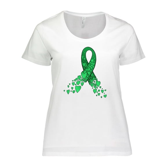 Inktastic Cerebral Palsy Awareness- Green Ribbon Made of Hearts Women's Plus Size T-Shirt