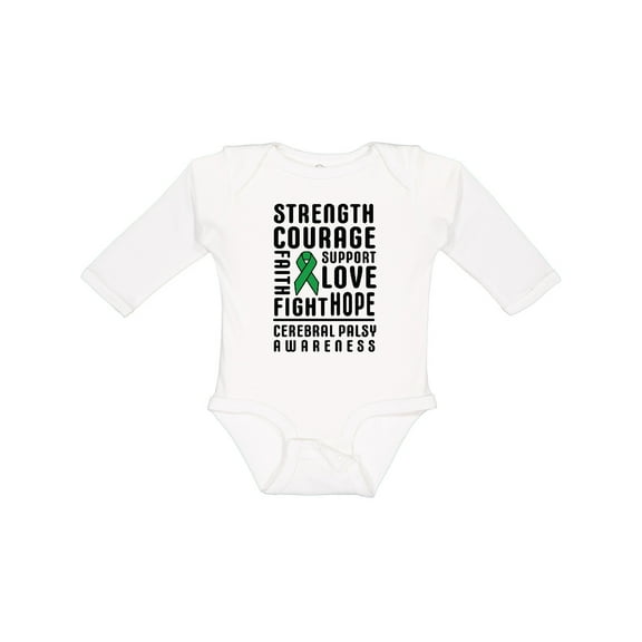 Inktastic Cerebral Palsy Awareness Strength Support and Courage Boys or Girls Long Sleeve Baby Bodysuit