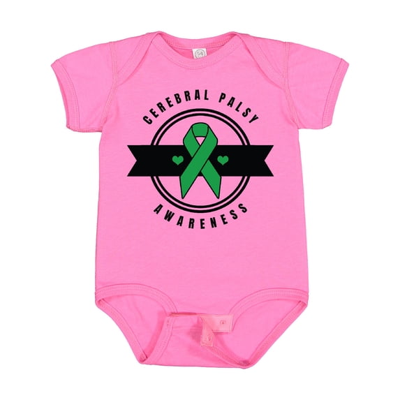 Inktastic Cerebral Palsy Awareness with Green Ribbon and Banner Boys or Girls Baby Bodysuit