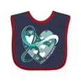 thumbnail image 1 of Inktastic Cervical Cancer Awareness Teal and White Ribbon Around Heart Boys or Girls Baby Bib, 1 of 4