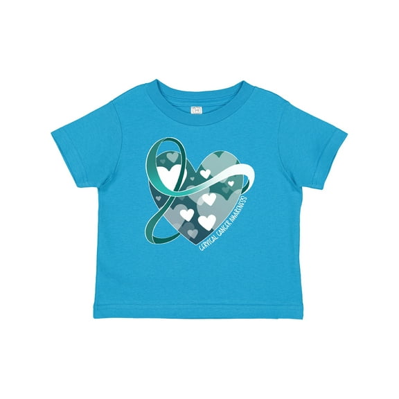 Inktastic Cervical Cancer Awareness Teal and White Ribbon Around Heart Boys or Girls Baby T-Shirt