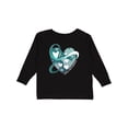 thumbnail image 1 of Inktastic Cervical Cancer Awareness Teal and White Ribbon Around Heart Boys or Girls Long Sleeve Toddler T-Shirt, 1 of 5