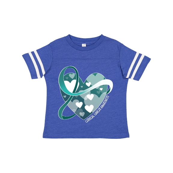Inktastic Cervical Cancer Awareness Teal and White Ribbon Around Heart Boys or Girls Toddler T-Shirt