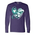 thumbnail image 1 of Inktastic Cervical Cancer Awareness Teal and White Ribbon Around Heart Long Sleeve T-Shirt, 1 of 5