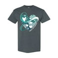 thumbnail image 1 of Inktastic Cervical Cancer Awareness Teal and White Ribbon Around Heart T-Shirt, 1 of 5