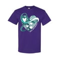thumbnail image 1 of Inktastic Cervical Cancer Awareness Teal and White Ribbon Around Heart T-Shirt, 1 of 5