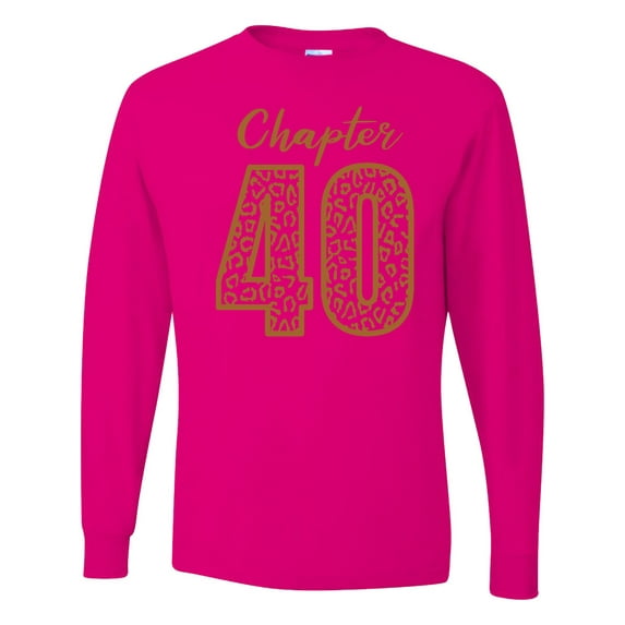 Inktastic Chapter 40 Fortieth Birthday Leopard Print Long Sleeve T-Shirt