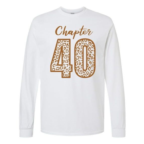 Inktastic Chapter 40 Fortieth Birthday Leopard Print Long Sleeve T-Shirt