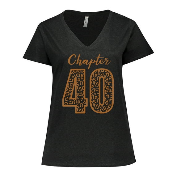 Inktastic Chapter 40 Fortieth Birthday Leopard Print Women's Plus Size V-Neck T-Shirt