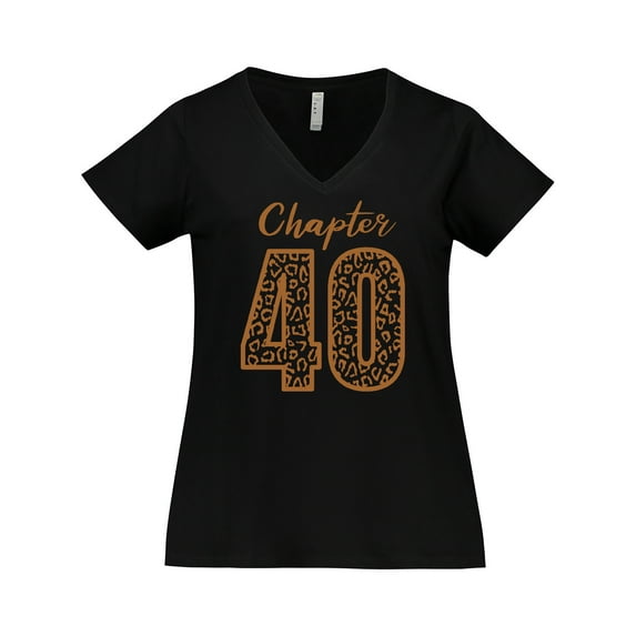 Inktastic Chapter 40 Fortieth Birthday Leopard Print Women's Plus Size V-Neck T-Shirt