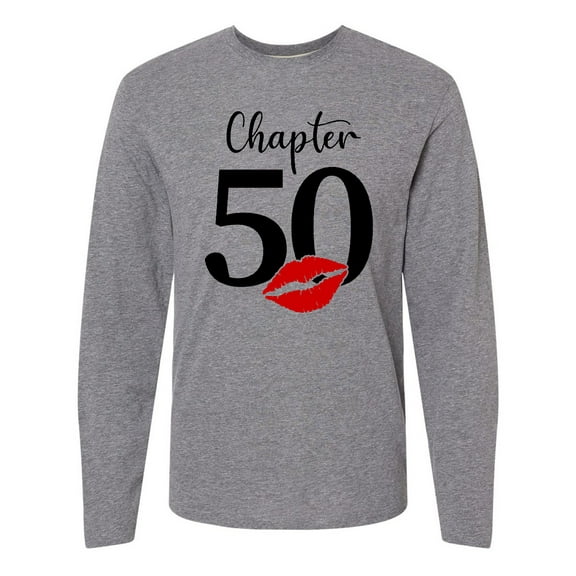 Inktastic Chapter 50 Fiftieth Birthday with Red Lips Long Sleeve T-Shirt
