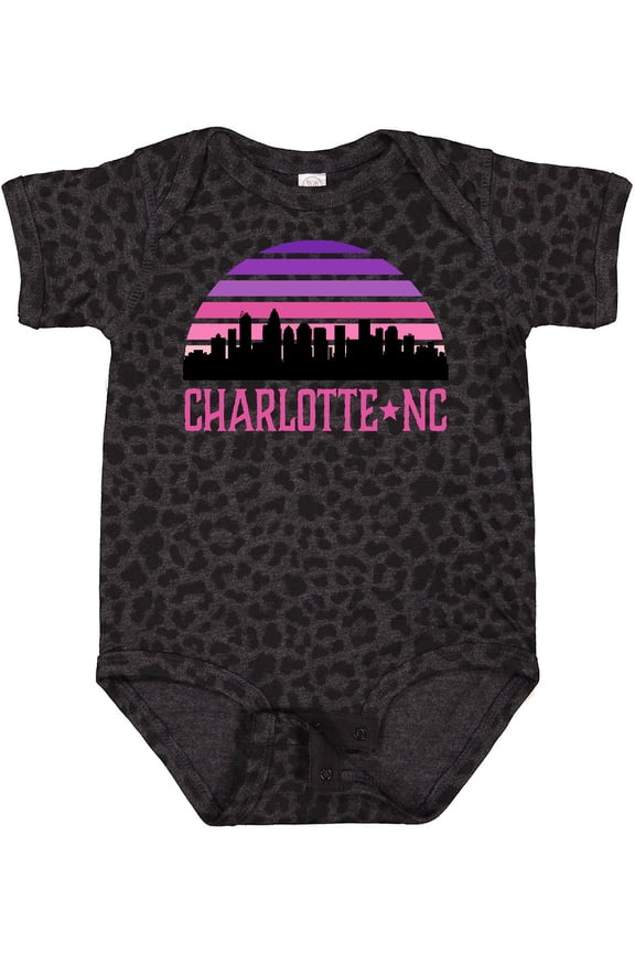 Charlotte North Carolina Gifts Skyline Girls Baby Bodysuit