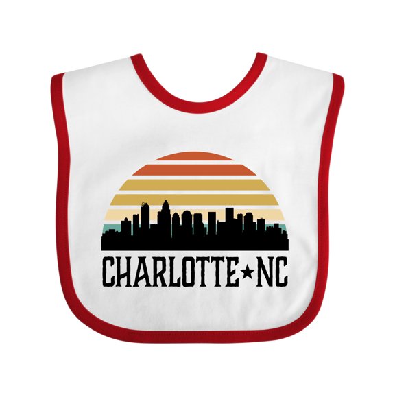 Inktastic Charlotte North Carolina Skyline Boys or Girls Baby Bib