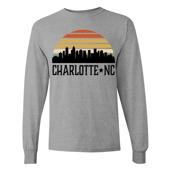 Inktastic Charlotte North Carolina Skyline Long Sleeve T-Shirt