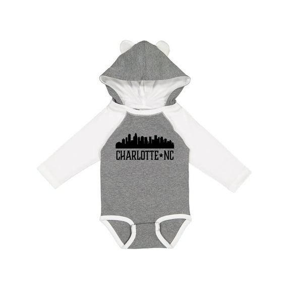 Inktastic Charlotte North Carolina Skyline NC City Boys or Girls Long Sleeve Baby Bodysuit