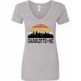 thumbnail image 1 of Inktastic Charlotte North Carolina Skyline Women's V-Neck T-Shirt, 1 of 5