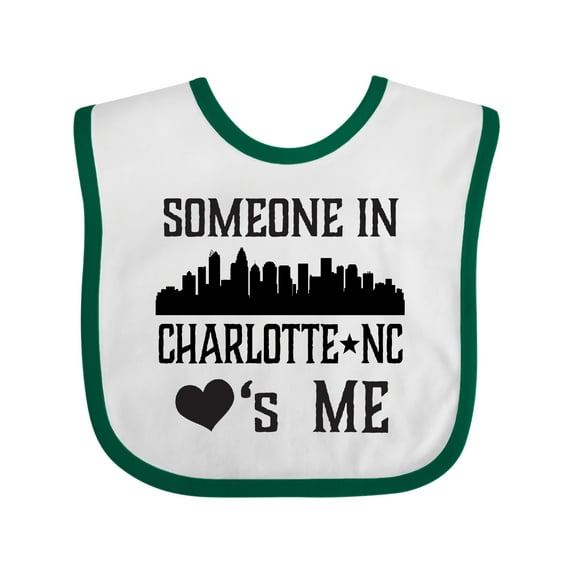 Inktastic Charlotte North Carolina Someone Loves Me Boys or Girls Baby Bib