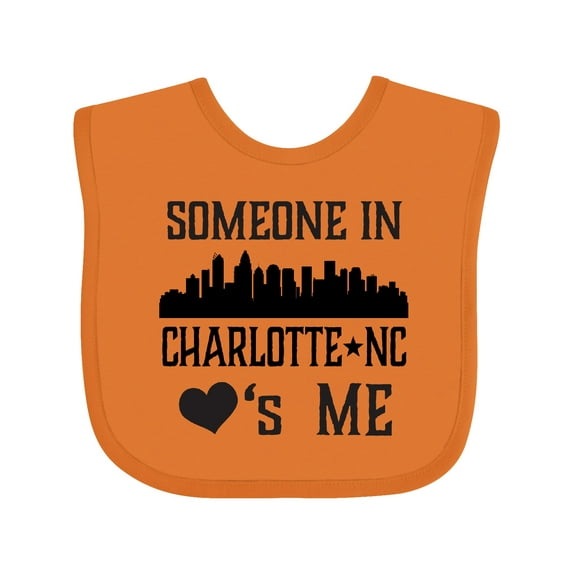 Inktastic Charlotte North Carolina Someone Loves Me Boys or Girls Baby Bib