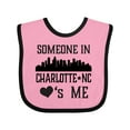 thumbnail image 1 of Inktastic Charlotte North Carolina Someone Loves Me Boys or Girls Baby Bib, 1 of 4