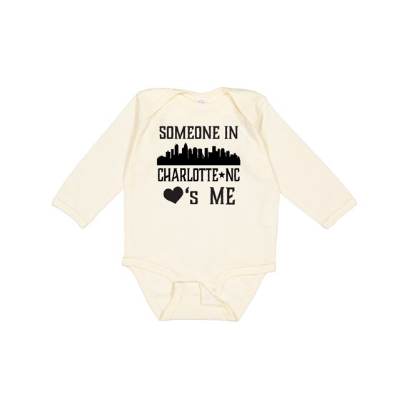 Inktastic Charlotte North Carolina Someone Loves Me Boys or Girls Long Sleeve Baby Bodysuit