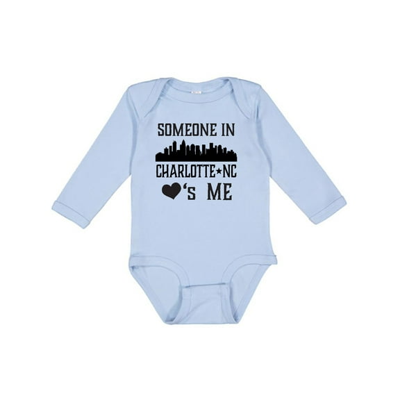 Inktastic Charlotte North Carolina Someone Loves Me Boys or Girls Long Sleeve Baby Bodysuit