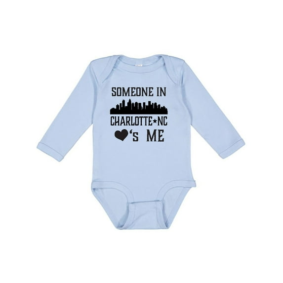 Inktastic Charlotte North Carolina Someone Loves Me Boys or Girls Long Sleeve Baby Bodysuit