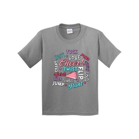 Inktastic Cheer Word Salad with Megaphone and Stars Youth T-Shirt