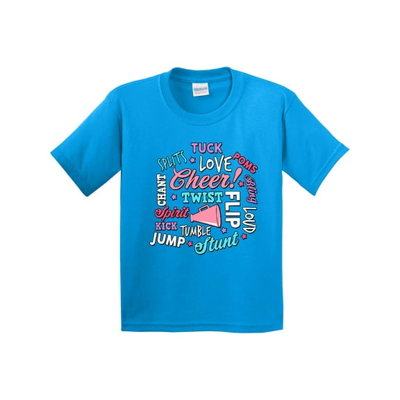 Inktastic Cheer Word Salad with Megaphone and Stars Youth T-Shirt