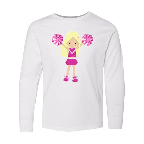 Inktastic Cheerleaders, Cute Girl, Blonde Hair, Cheerleading Long Sleeve Youth T-Shirt
